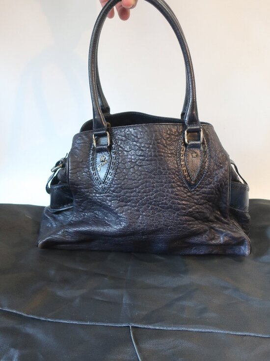 Fendi Handbags - Womens Fendi Etniko Du Jour Black Pebbled Leather Handbag W/Star Hardware